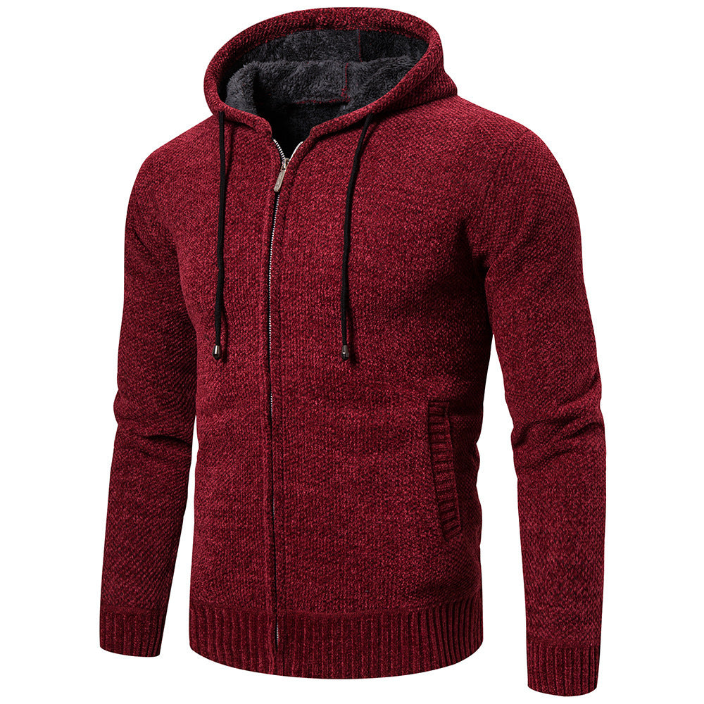 Thick Loose Casual Sweater Men's Cardigan Sweater Plus Fleece Hoodie Sweater
