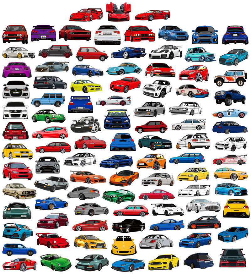 Retrofit Racing Car Graffiti Stickers